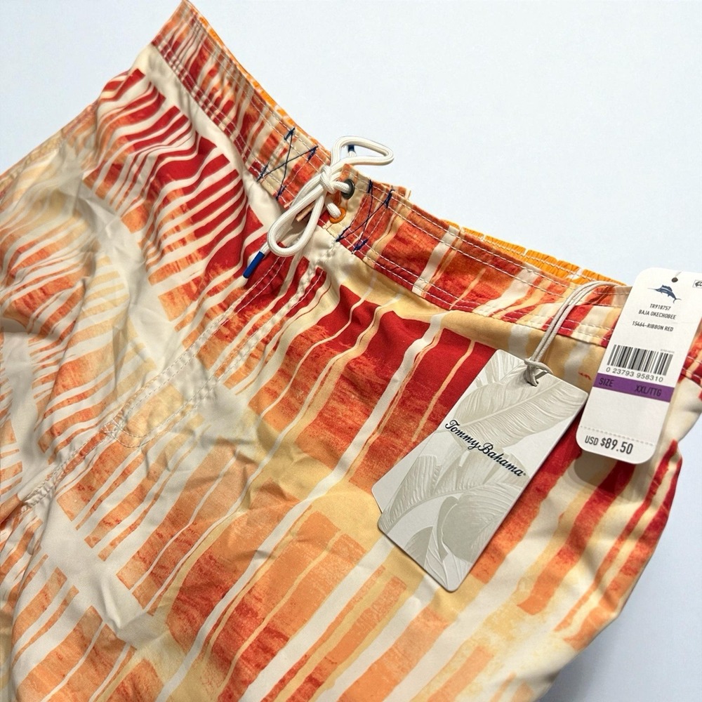 NWT Men's Tommy Bahama Baja Okeechobee Ribbon Red Swim Trunks XXL Board Shorts